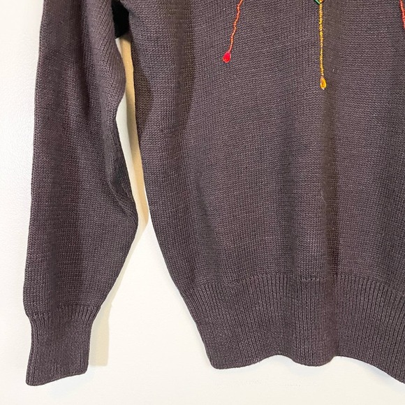 Vintage Claudia Barnes Women's Black Beaded Gemstone Crew Neck Sweater Medium - Picture 3 of 10